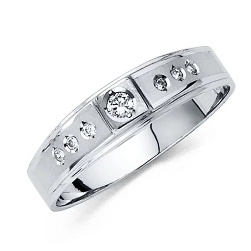 4mm 14k Solid White Gold Wedding Band men's
